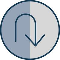 U Turn Line Filled Grey Icon vector