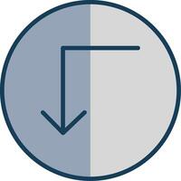 Turn Down Line Filled Grey Icon vector