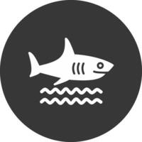 Shark Glyph Inverted Icon vector