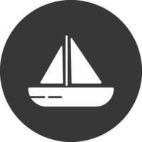 navegación barco glifo invertido icono vector
