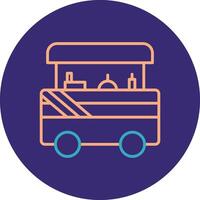 Food Cart Line Two Color Circle Icon vector