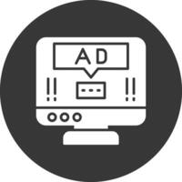 anuncio popular arriba glifo invertido icono vector