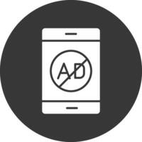 Ad Blocker Glyph Inverted Icon vector