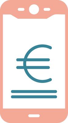 Euro Mobile Pay Glyph Two Color Icon