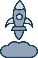 Rocket Launch Line Filled Grey Icon vector