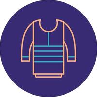 suéter línea dos color circulo icono vector
