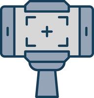 Selfie Stick Line Filled Grey Icon vector