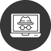 Incognito Glyph Inverted Icon vector