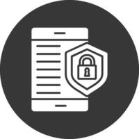 Mobile Security Glyph Inverted Icon vector