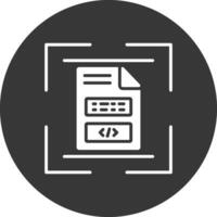 documento escanear glifo invertido icono vector