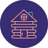 Cabin Line Two Color Circle Icon vector