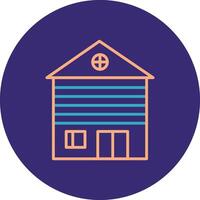 Wooden House Line Two Color Circle Icon vector