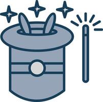 Magic Hat Line Filled Grey Icon vector