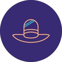 sombrero línea dos color circulo icono vector