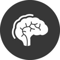 humano cerebro glifo invertido icono vector