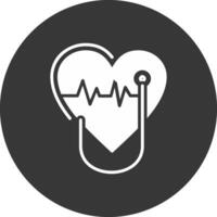 cardiología glifo invertido icono vector