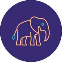 Elephant Line Two Color Circle Icon vector