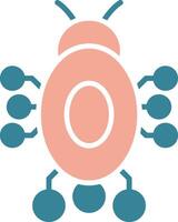 Digital Bug Glyph Two Color Icon vector