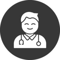 Male Doctor Glyph Inverted Icon vector