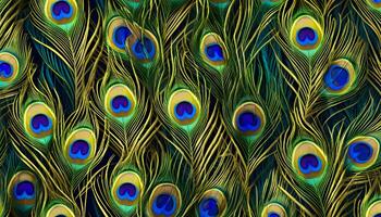 close up of peacock feathers background. photo