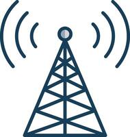 Radio Tower Line Filled Grey Icon vector