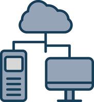 Cloud Computing Line Filled Grey Icon vector