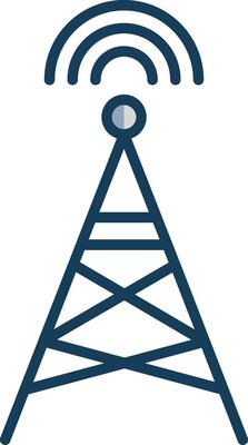Radio Tower Line Filled Grey Icon