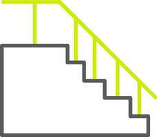 escalera, línea, dos colores, icono vector