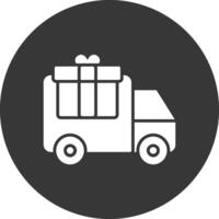 Delivery Truck Glyph Inverted Icon vector