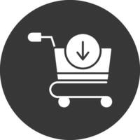 Add To Cart Glyph Inverted Icon vector