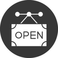 Open Sign Glyph Inverted Icon vector