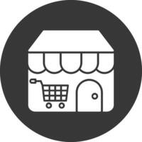 mi Tienda glifo invertido icono vector