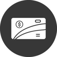 Prepaid Card Glyph Inverted Icon vector