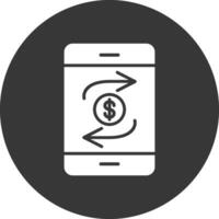 Mobile Transaction Glyph Inverted Icon vector
