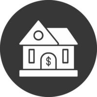 comprando hogar glifo invertido icono vector