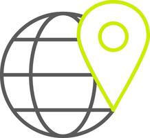 global ubicación línea dos color icono vector