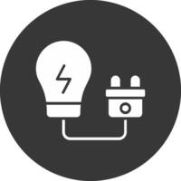 electricidad glifo invertido icono vector