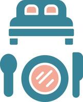 Bed And Breakfast Glyph Two Color Icon vector