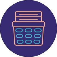 Laundry Basket Line Two Color Circle Icon vector