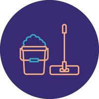 Mop Line Two Color Circle Icon vector