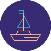 Yatch Line Two Color Circle Icon vector