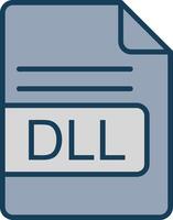 DLL File Format Line Filled Grey Icon vector