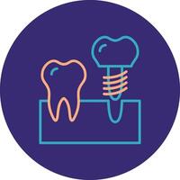 implantes línea dos color circulo icono vector