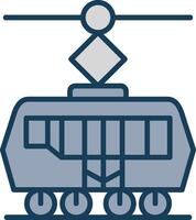 Tram Line Filled Grey Icon vector