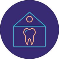 dental clínica línea dos color circulo icono vector