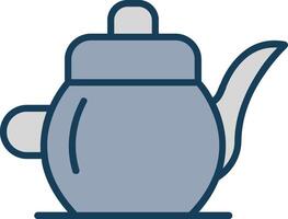 Tea Pot Line Filled Grey Icon vector