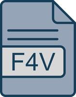 F4V File Format Line Filled Grey Icon vector