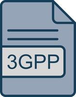 3GPP File Format Line Filled Grey Icon vector