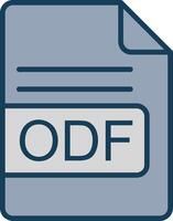 odf archivo formato línea lleno gris icono vector