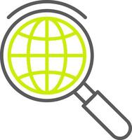 Global Search Line Two Color Icon vector